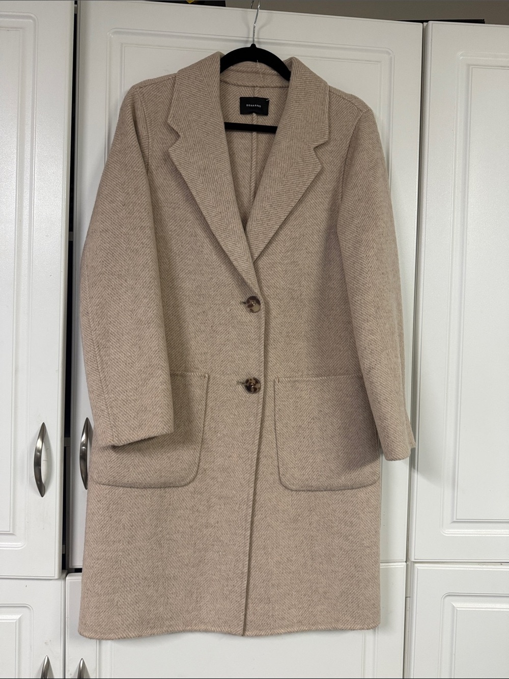 Serrano Women's Beige Wool Blend Single-Breasted Coat